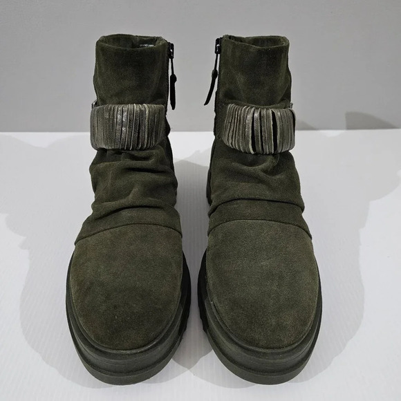 Miz Mooz Fanley Ankle Boot Womens EU 40 Forest Green Suede Slouchy Combat NEW - Picture 5 of 13